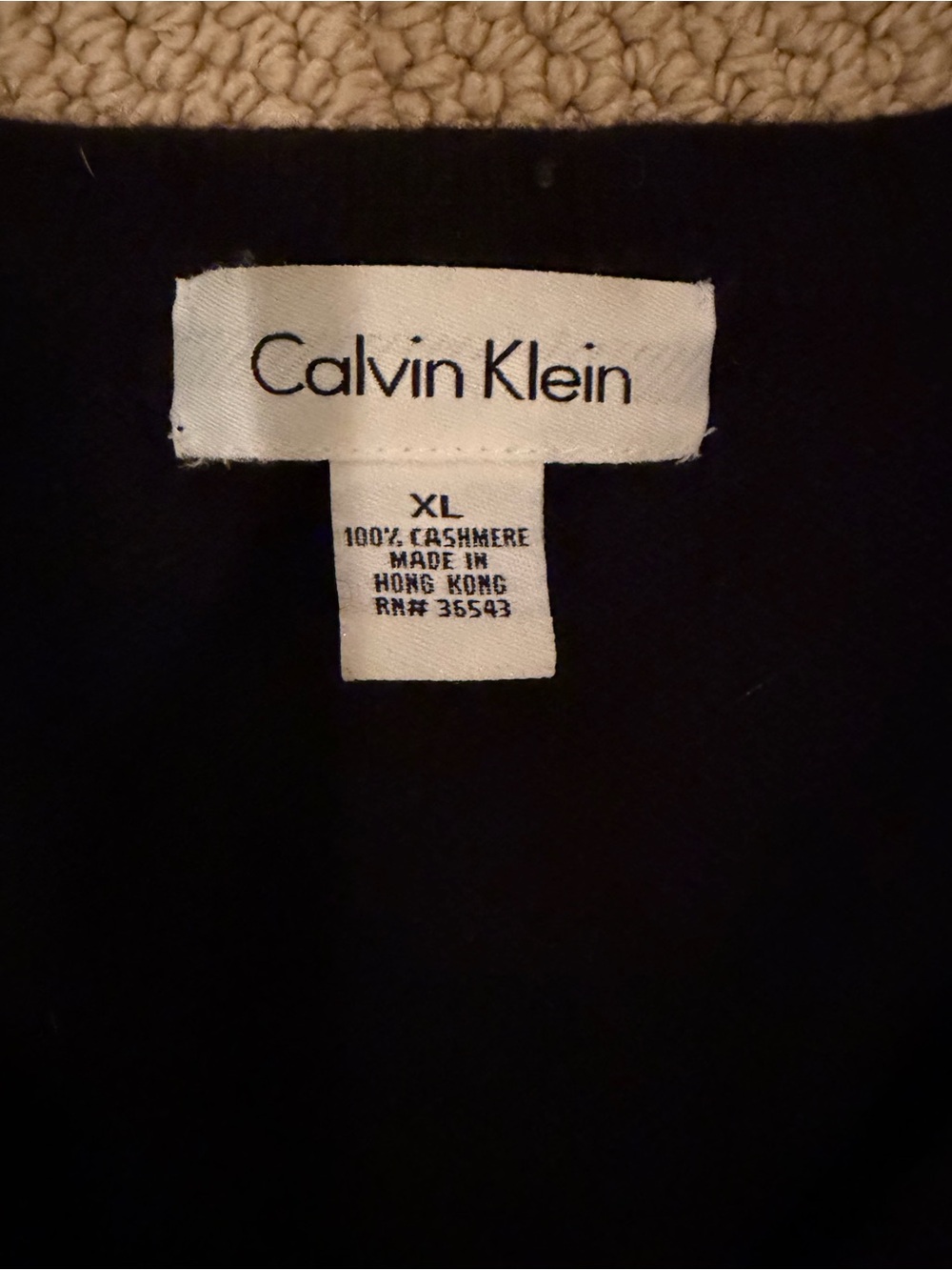 Calvin Klein Black 100% Cashmere Men's v neck sweater XL